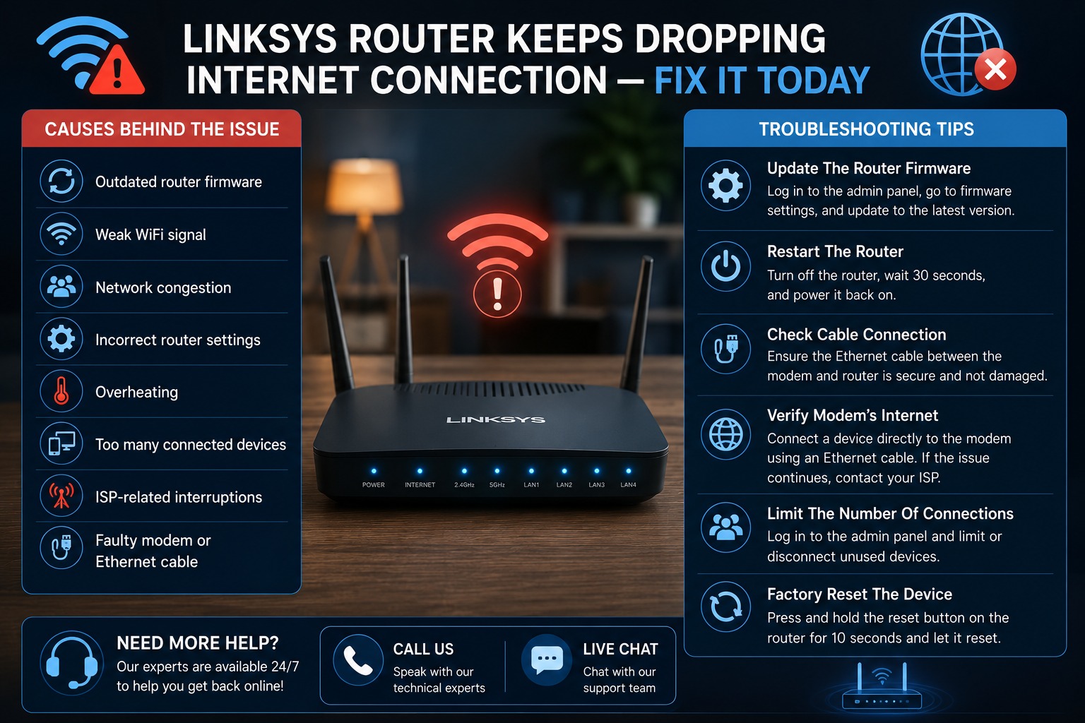 Linksys Router Keeps Dropping Internet Connection? Fix Today